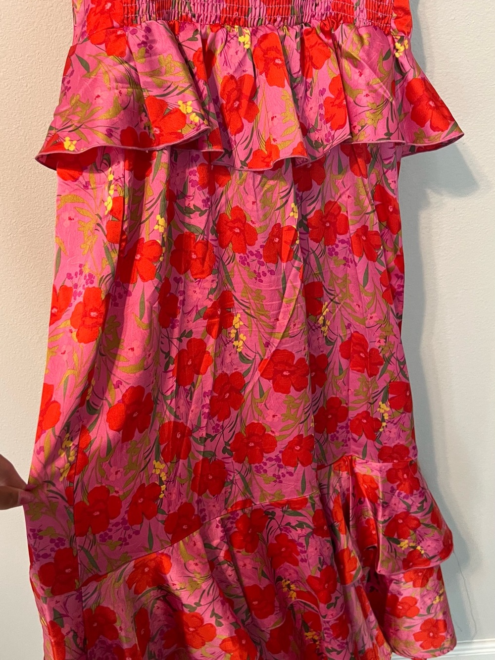 Show Me Your Mumu Reese Ruffle Pink and Red Floral Dress - Picture 4 of 7